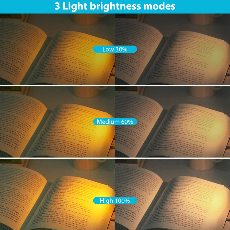 Book Night Reading Light - USB Rechargeable Clip-on Mini LED Lamp (Pink)