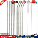 8pcs Stainless Steel Metal Drinking Straws+2 Cleaning Brushes Sets Newly