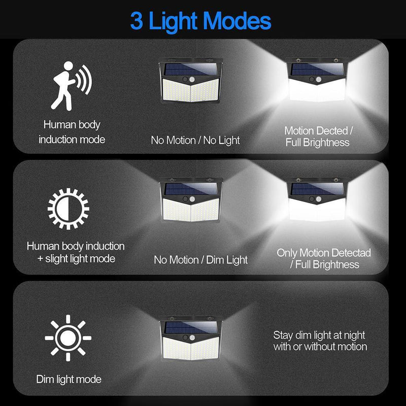 2pcs 208LED Solar Power PIR Motion Sensor Wall Light Outdoor Garden Lamp Newly