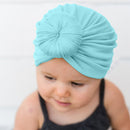 Simple Kids Boy Girl Cotton Soft Hat Children Solid Color Knot Beanie Turban Cap