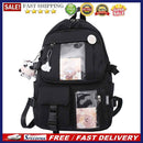 Women Fashion Travel Solid Color Patchwork Backapck Knapsack with Cow Pendant