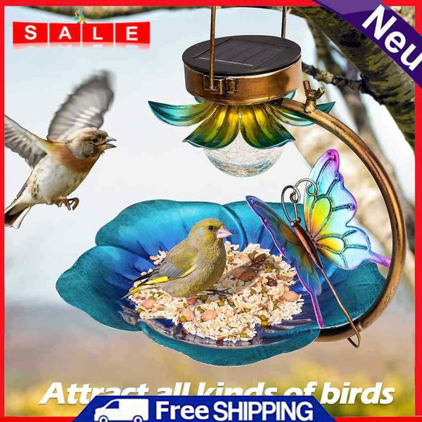 Outdoor Metal Flowers Solar Birdhouse Hanging Birds, The Garden