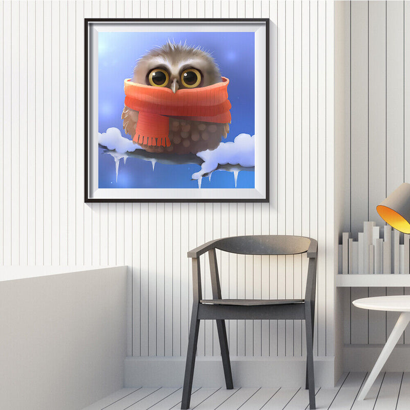 Big-eyed Owl Frameless Picture Oil Paint By Numbers Hand Painted Picture Decor