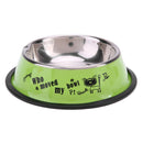 Stainless Steel Anti-skid Dog Cat Food Water Bowl Pet Feeding Tool Green