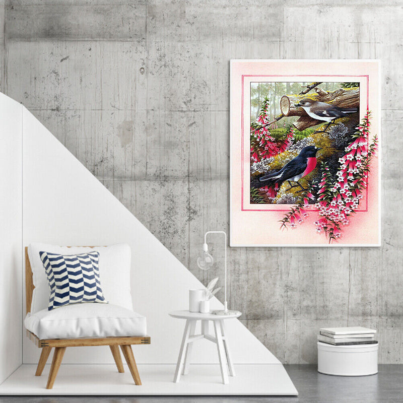 Flower Bird Oil Paint By Numbers Kit DIY Drawing Picture for Adults Home Decor