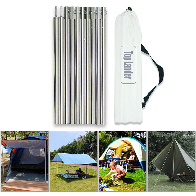 10pcs Outdoor Camping Tent Awning Pole Aluminum Adjustable Canopy Support R