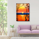 Painting By Numbers Kit DIY Sunset Tree Hand Painted Canvas Oil Art Picture