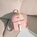 Simple Hit Color Bowknot Backpacks Women Small Shoulder Crossbody Bags PU Leathe