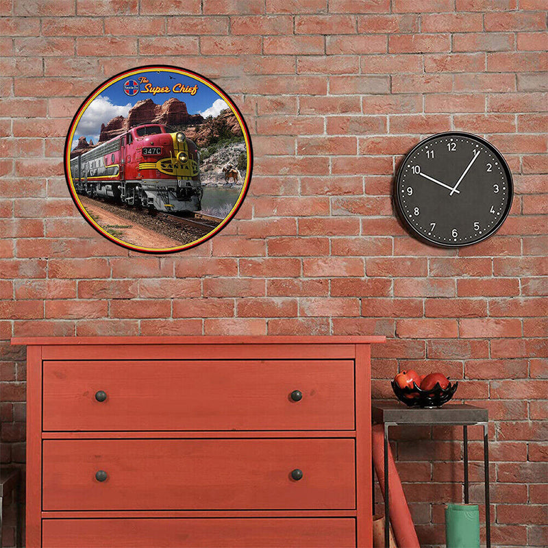 Round Train Retro Metal Plate Tin Sign Plaque for Bar Pub Club Cafe Poster