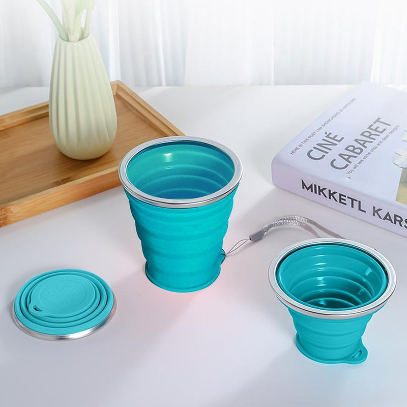 Foldable Portable Silicone Water Mug 250mL Outdoor Picnic Hiking Retractabl