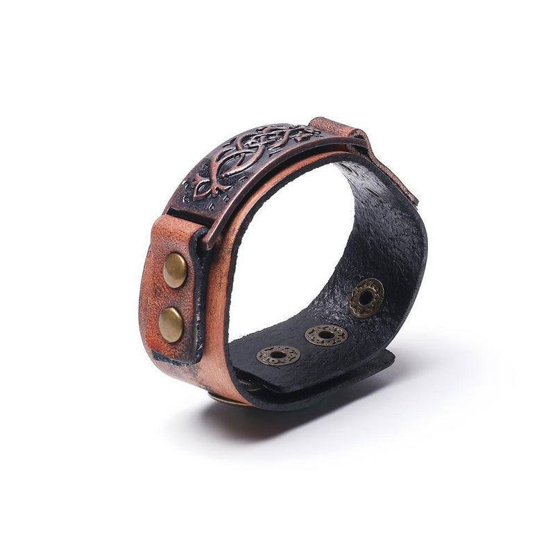 Wide Brown  Cuff Bracelet Leather Wristband Punk Snap Bracelet Wrap Bangle