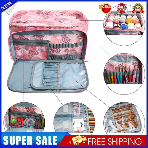 600D Oxford Cloth Yarn Case Storage Bag Printed Knitting Crochet Tools Pouch