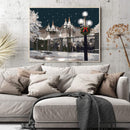 Hand Painted on Canvas DIY Castle in Snow Oil Paint By Numbers Drawing Kit Craft