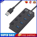 Powered USB 3.0 Hub Splitter with Individual Switches for Computer (4 Port)