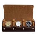 Portable 3 Slots Watch Storage Case Retro Watches Box Holder Stand (Brown) Newly