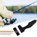 2pcs Fishing Rod Covers Pole Glove Protector+Tie Wrapping Band Belt (Black)