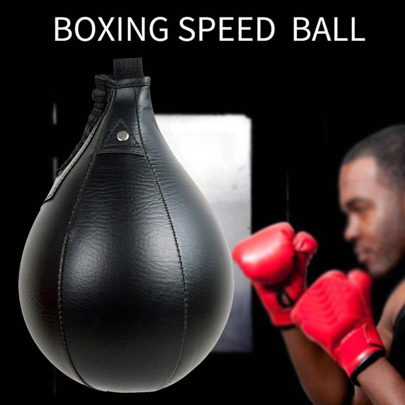 PU Boxing Speed Ball Training Inflatable Punching Pear-Shaped Bag (Black)