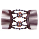 Retro Magic Beads Double Hair Comb Clip Stretchy Hair Combs (Big Flower)