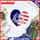Independence Day Print Love Letter T-Shirt (White S)