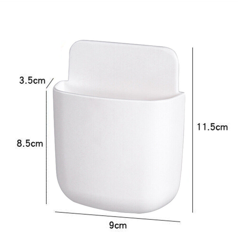 Wall Storage Box Phone Plug Holder Rack Desktop Organizer Stand (White) Newly