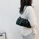 Fashion Ladies Party Wristlet Underarm Bag Cloud Pleated Handbag PU Leather Tote