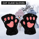 Cat Paw Gloves Durable Plush Cat Paw Fingerless Faux Fur Gloves (Black) Newly