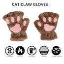 Cat Paw Gloves Durable Plush Cat Paw Fingerless Gloves (Light Coffee)