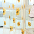 Sunflower Print Window Door Curtain Tulle Curtains for Living Room (Yellow)