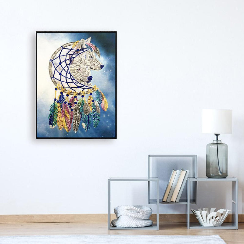 5D DIY Special Shaped Diamond Painting Wolf Embroidery Mosaic Kit Bedroom Decor