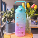 2000ML Large-capacity Water Bottle Frosted Straw Cup Leak-proof (Green) Newly