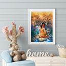 Diamond painting DIY round diamond woman and wolf B1675