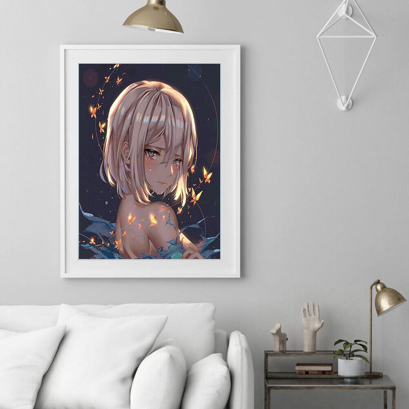 DIY Oil Paint By Numbers Anime Girl Canvas Wall Art Frameless Hand Painted Craft