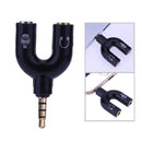 3.5mm Stereo Audio Jack Headphones Headphones 2 Way U Splitter Adapter