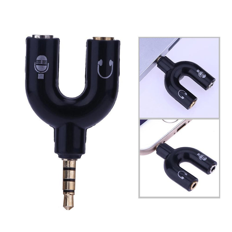 3.5mm Stereo Audio Jack Headphones Headphones 2 Way U Splitter Adapter