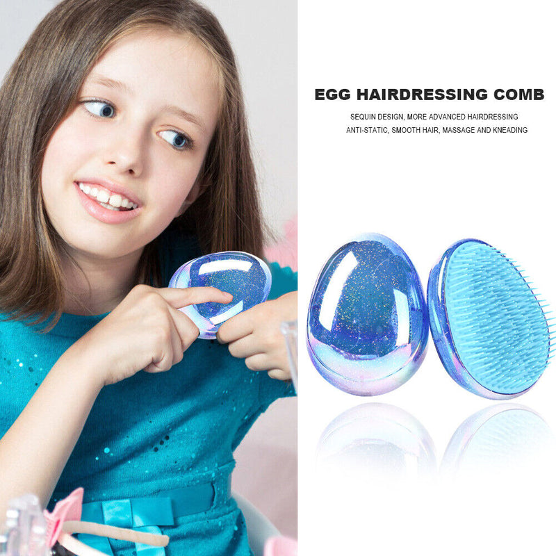 Anti Static Straightening Comb Soft Egg Round Detangling Hair Brush Travel To