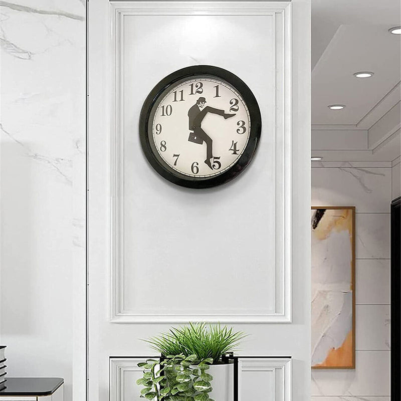 Silent Glass Round Wall Clock - Modern No-Ticking Easy to Read (Black)