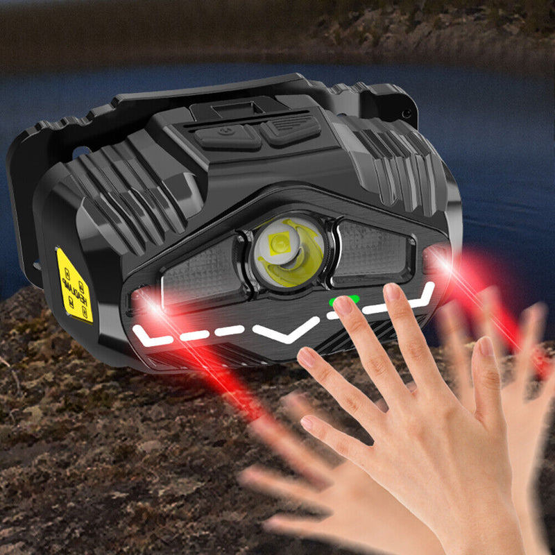 XPG LED Headlamp Wave Sensor Waterproof Outdoor Camping Cycling Headlight