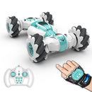 4WD Watch Gesture Sensor 2.4GHz RC Stunt Car Toys with 2 Battery (Green) Newly