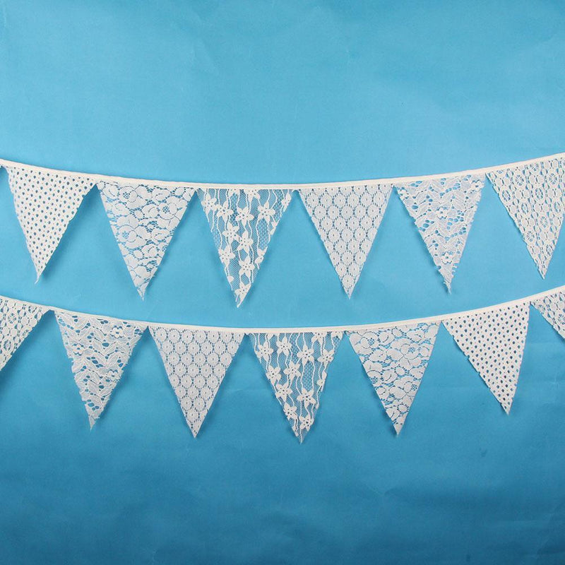 12 Flags 3.2m Lace Flowers Pennant Flags Bunting Wedding Party Decor Banner