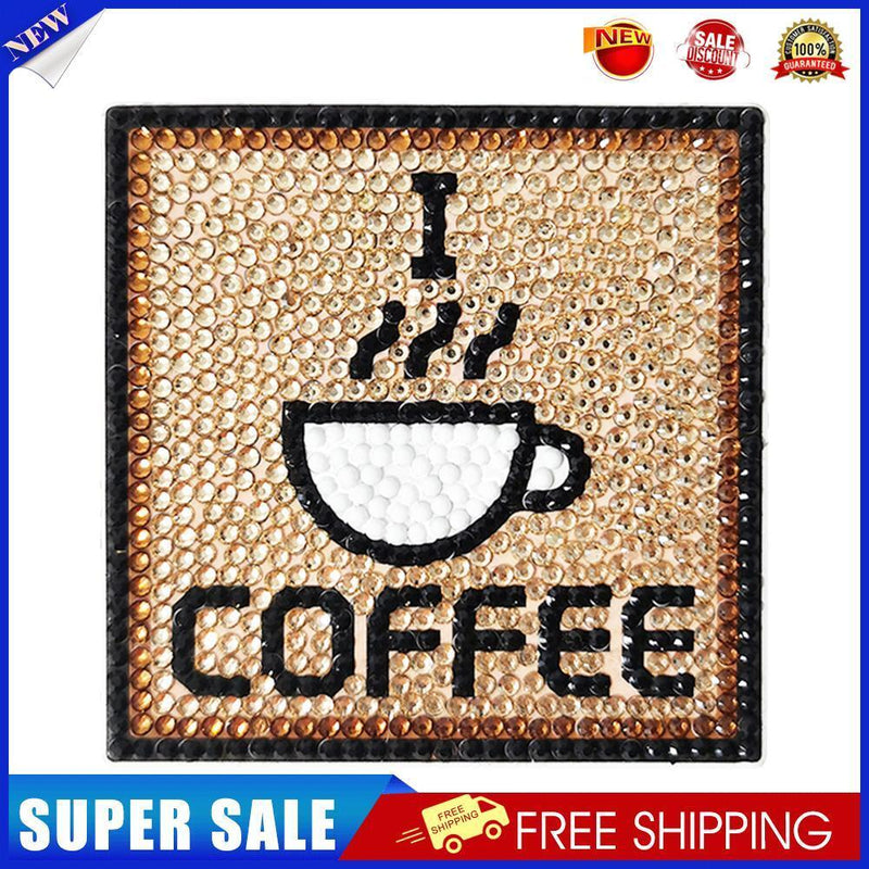 5D DIY Diamond Painting Mat Coaster Ceramics Insulation Cup Pad (Coffee)