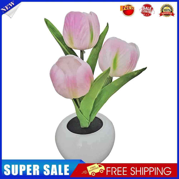 #A LED Flower Night Light Simulation Tulip Flowerpot Potted Plant Home Room Deco