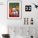 5D DIY Full Drill Round Shape Christmas Puppy Rhinestone Diamond Drawing Kit