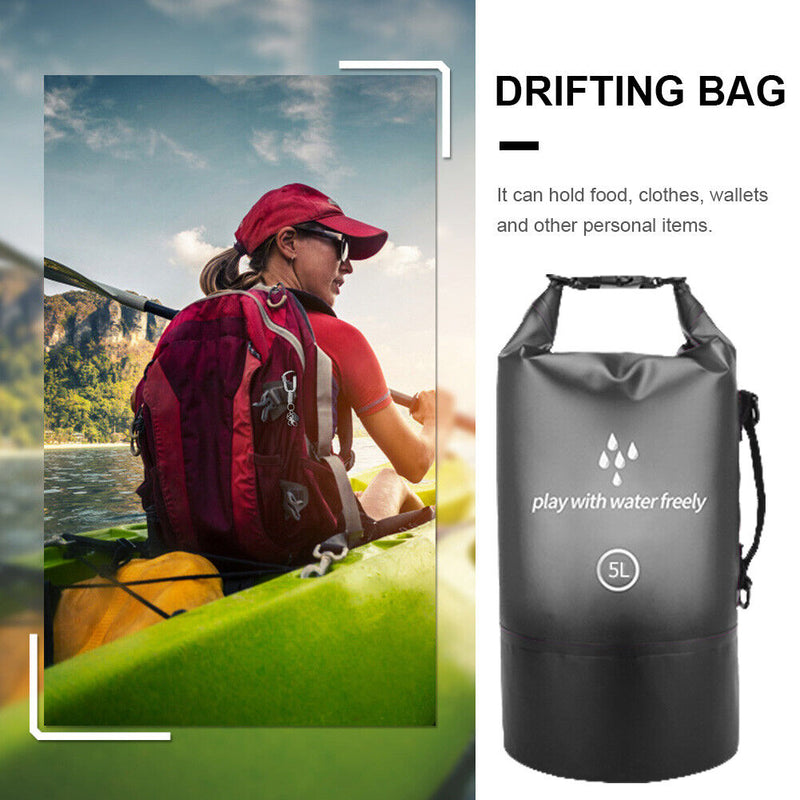 PVC Waterproof Dry Bag Swimming Kayaking Boating Drift Storage (Black 5L)