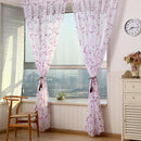 Transparent Voile Floral Print Curtains Bedroom Window Door Curtain (Purple