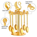 Base Holder High-end Fruit Spoon Swan Coffee Spoon Set Teaspoons Dessert Scoop