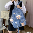 Women Preppy Style Patchwork Solid Color Backapck Travel Large Capacity Rucksack