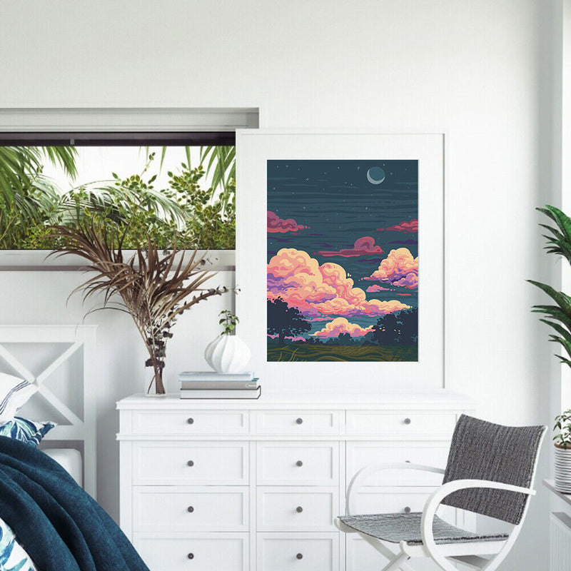 40x50cm Oil Paint By Numbers Pink Clouds Frameless Picture Craft Home Decorative