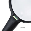 Handheld Magnifying Glass Optical Glass Lens with 4 LED Illuminated Magnifier