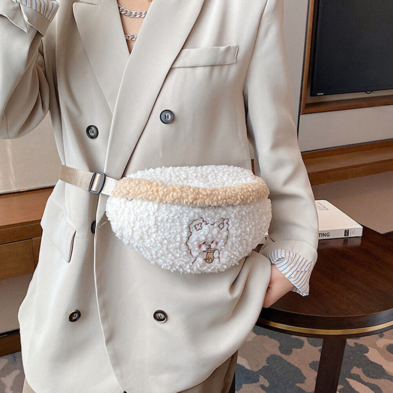 Women Retro Soft Warm Plush Handbags Autumn Winter Fluffy All-Match Phone Bags