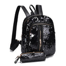 2pcs/Set Women Gorgeous Sequin Backpack Party Shoulder Pencil Handbag/Black